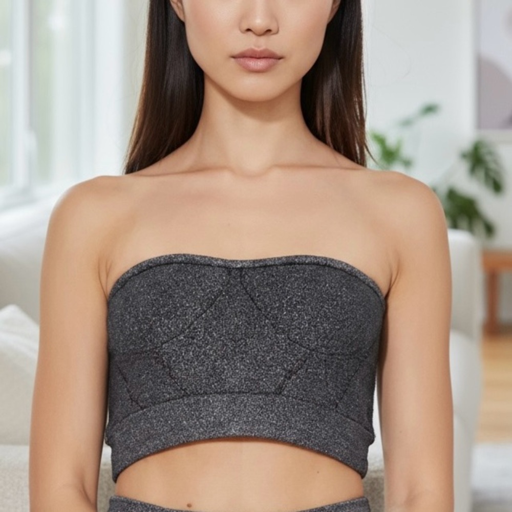 RTA Nour strapless crop top bustier women’s black sparkly Elegant Bandeau size 4